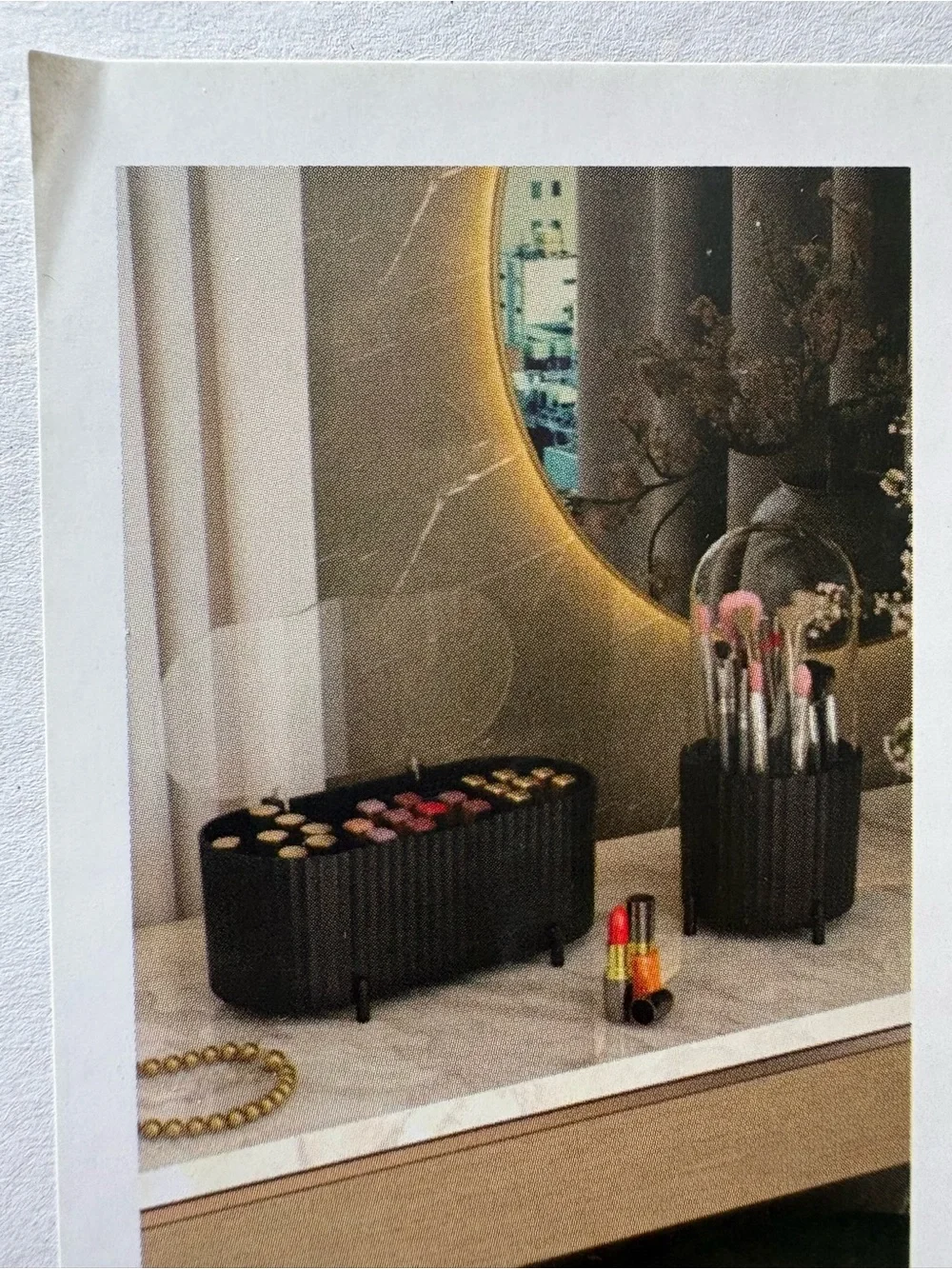 Black Makeup Organizer Set — Compact Brush & Cosmetic Holders